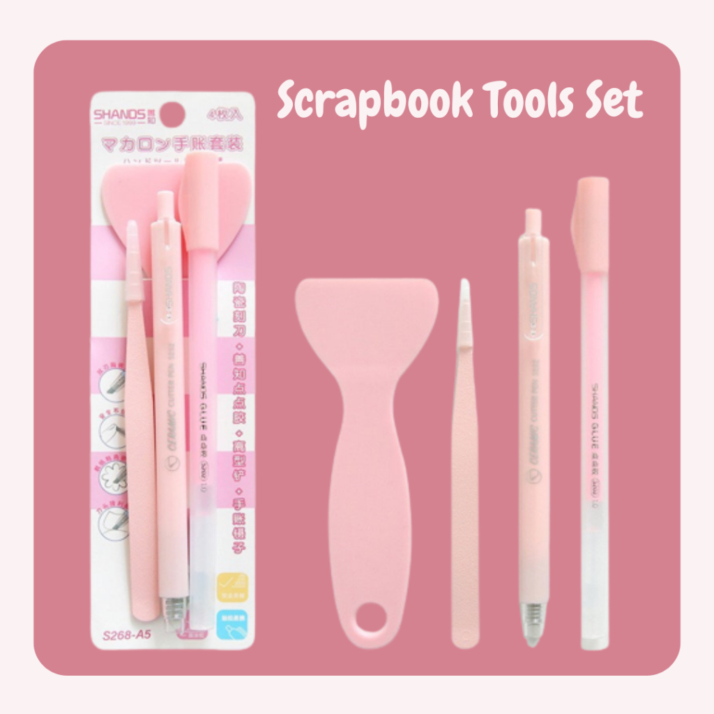 

Set 4 -Piece Tweezer Lem Stik Sekop Cutter Burin Penjepit Sticker Scrapbook Stiker Tools