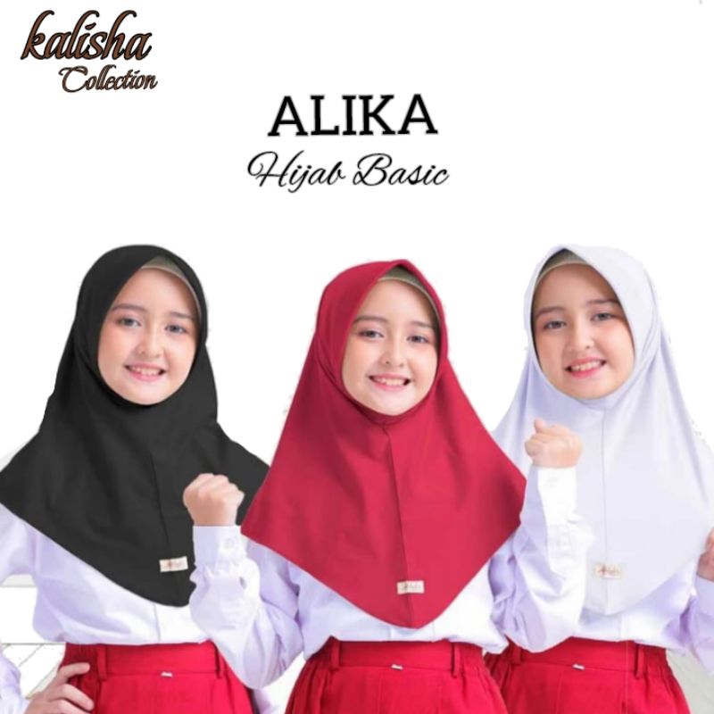 Jilbab Bergo Hamidah Oval anak | Hijab Bergo Hamidah Jersey Alika Jilbab Sekolah Pinguin Anak terlar