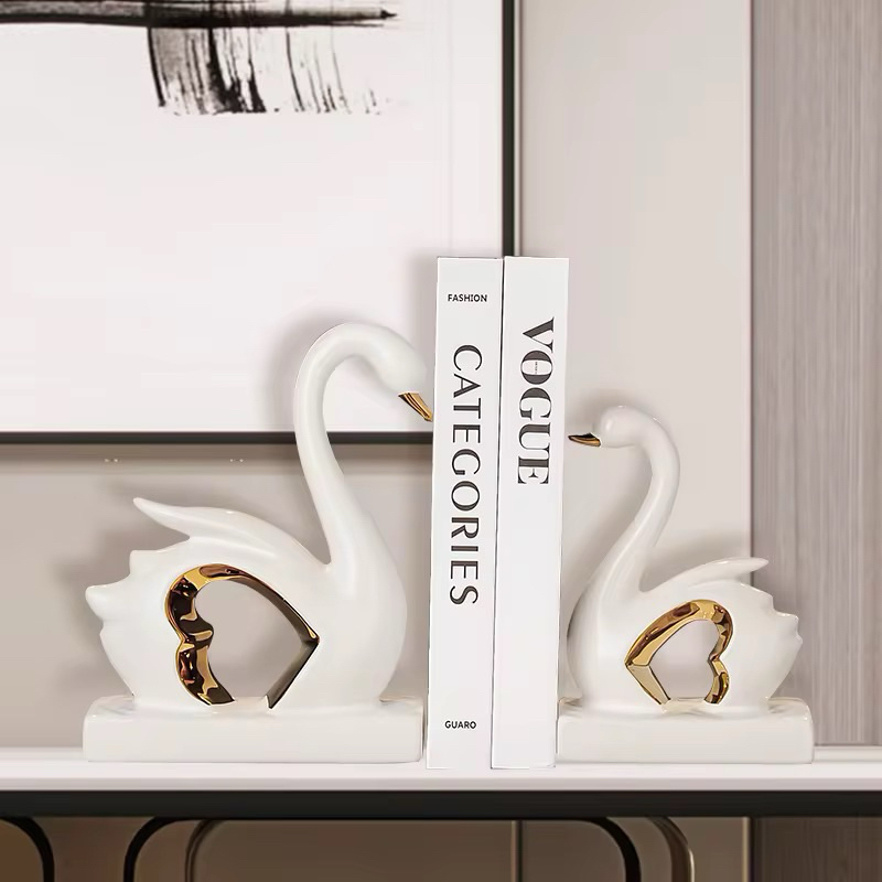 

Swan Luxury Bookends/ pembatas buku pajangan home decor angsa keramik unik mewah