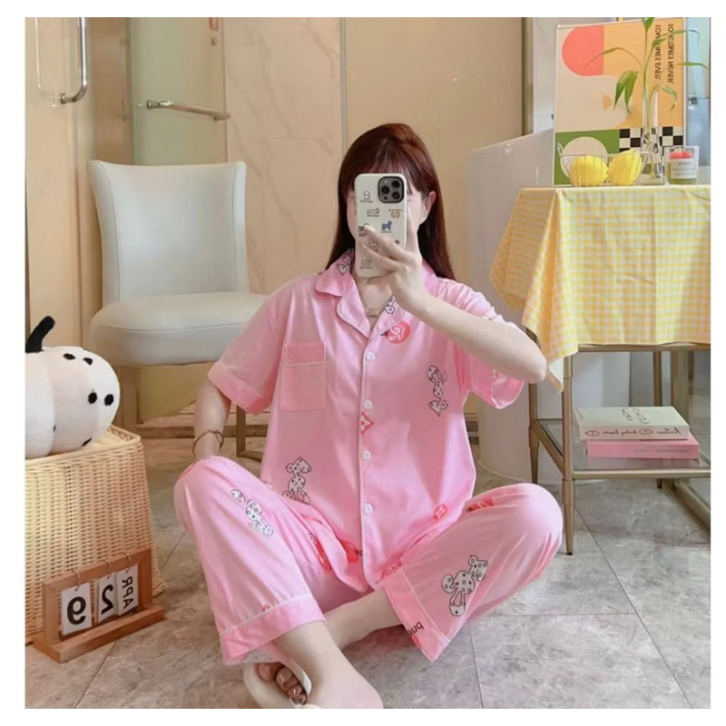 Baju Tidur Wanita Dewasa Piyama Set Kekinian Model Kemeja CP