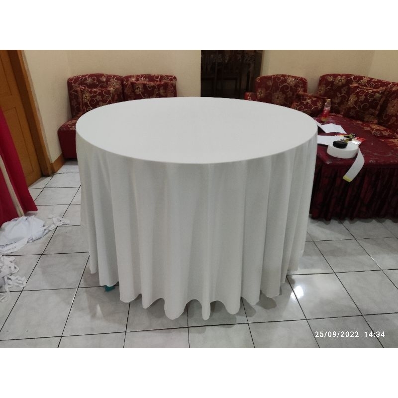 cover meja bulat/taplak meja bulat kain lotto tebal