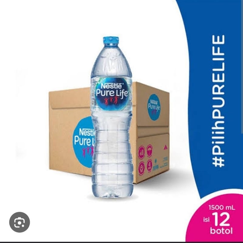 

Nestle Pure life 1500 ml isi 12 botol per dus