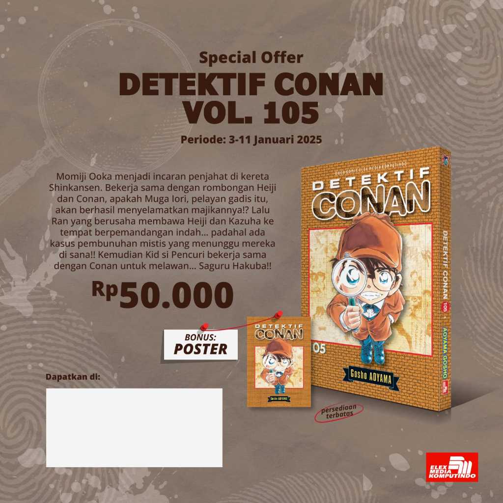 KOMIK DETEKTIF CONAN 105 + BONUS - Aoyama Gosho - Elex