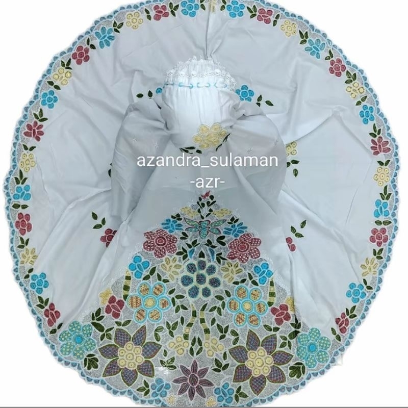 mukena bordir krancang manual binga punggung katun paris bukittinggi padang