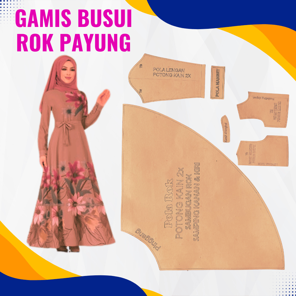 Pola Instan Gamis Busui Rok Payung Umbrella