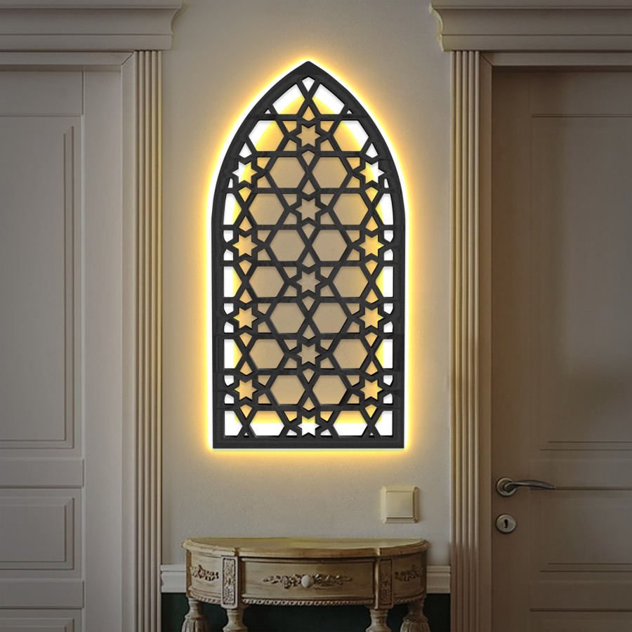 Hiasan Dinding Mihrab Mushola Rumah - Dekorasi Mihrab Dinding + LED
