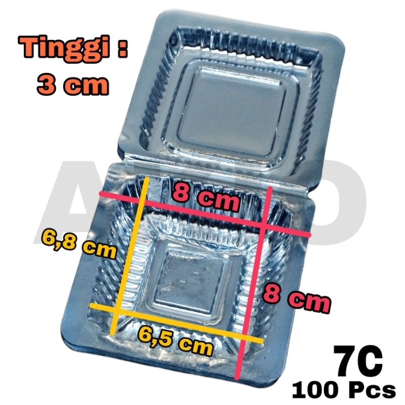 Mika Plastik Kotak Bening Kecil 7C TEBAL Isi 100 Pcs GLX Box Wadah Makanan Kue Moci Klepon Roti Jaja