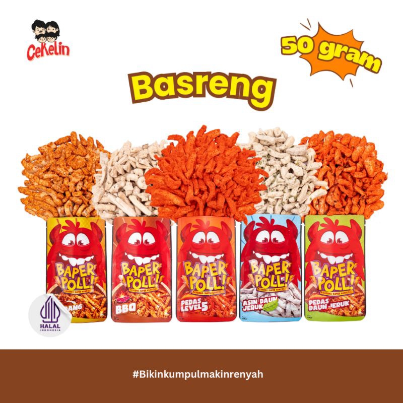 

CEKELIN Cemilan Baper Poll (Basreng Super Nampoll) - isi 50gr