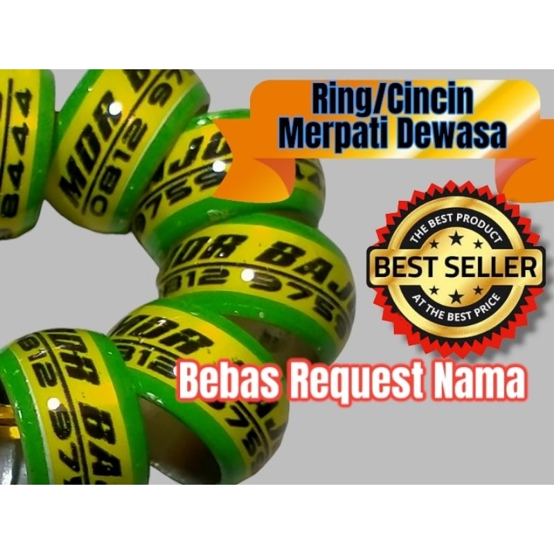 10 pcs Ring Merpati Dewasa Donat Almini Stiker Custom Nama