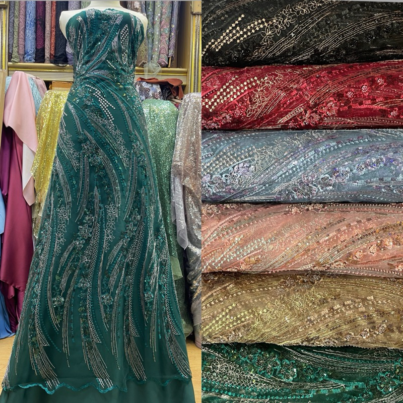 Mb kain tille nikita payet accesories premium/bahan brukat kebaya pesta/wedding dress/gaun