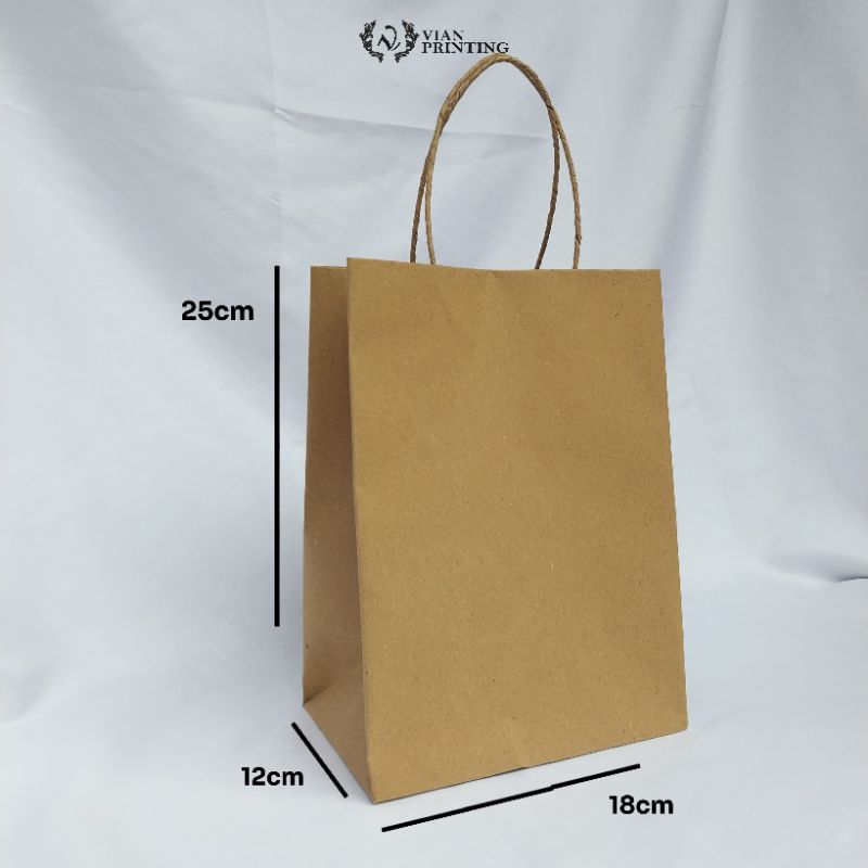 

paper bag coklat polos murah ukuran 18x12x25 bahan Kraft 125 gsm anti jebol