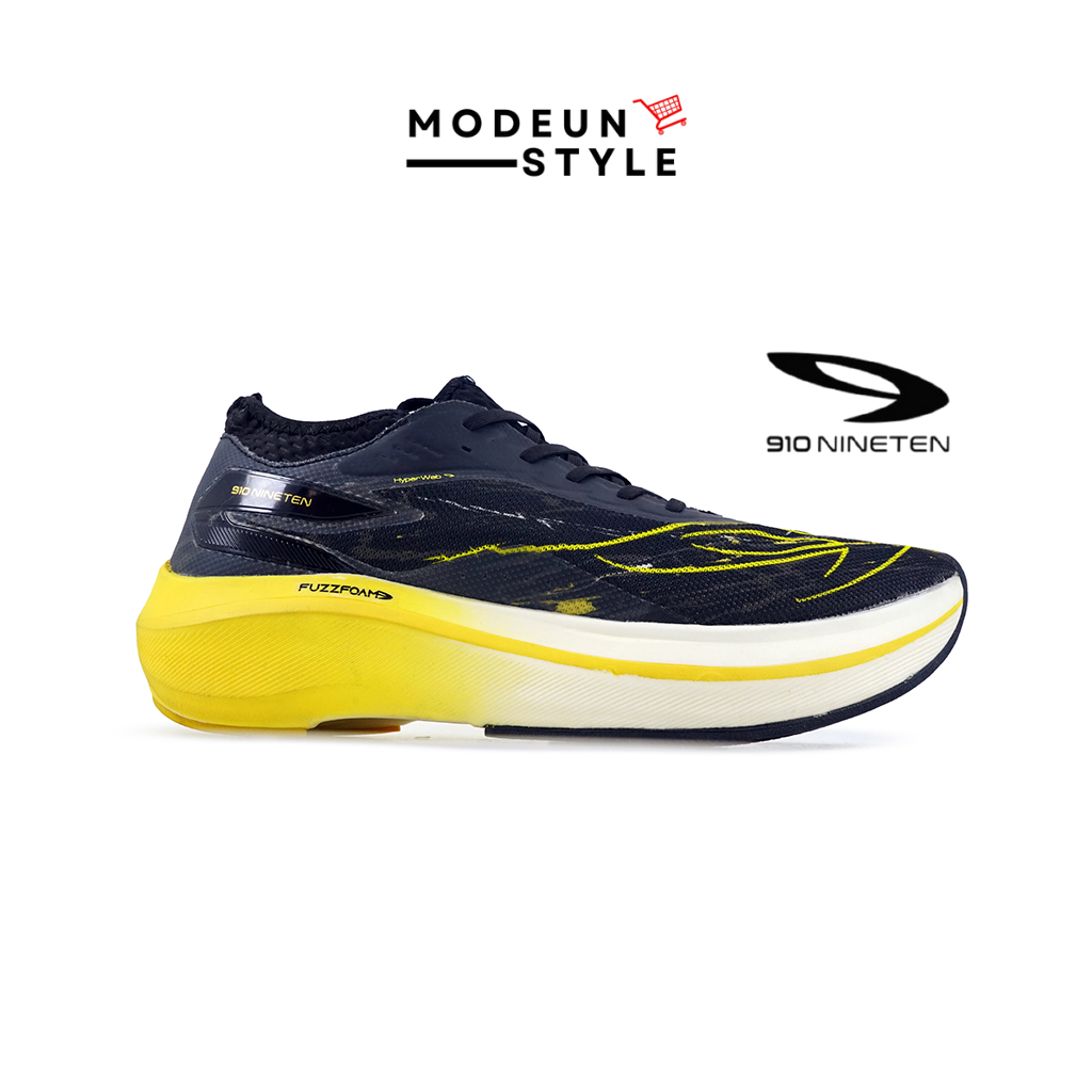910 HAZE VELOCE HITAM/PUTIH/KUNING - Sepatu Lari / Haze Veloce Hitam 910Nineten Original