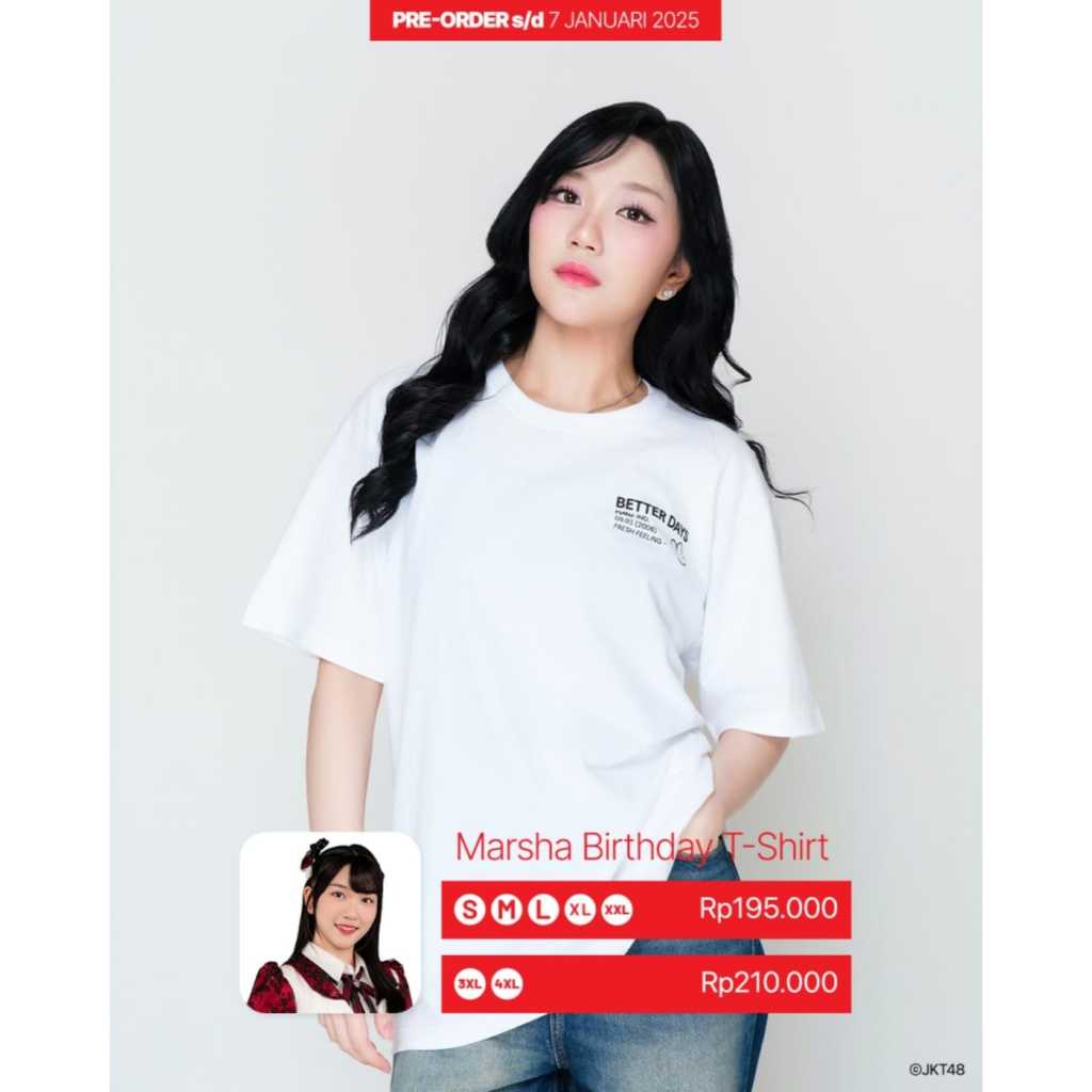 Kaos JKT48 Birthday T-Shirt Marsha Lenathea 2025 - Putih