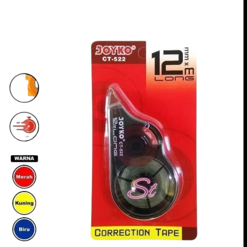Joyko correction tape CT-522 12meter/Tip x Joyko CT-522 12m