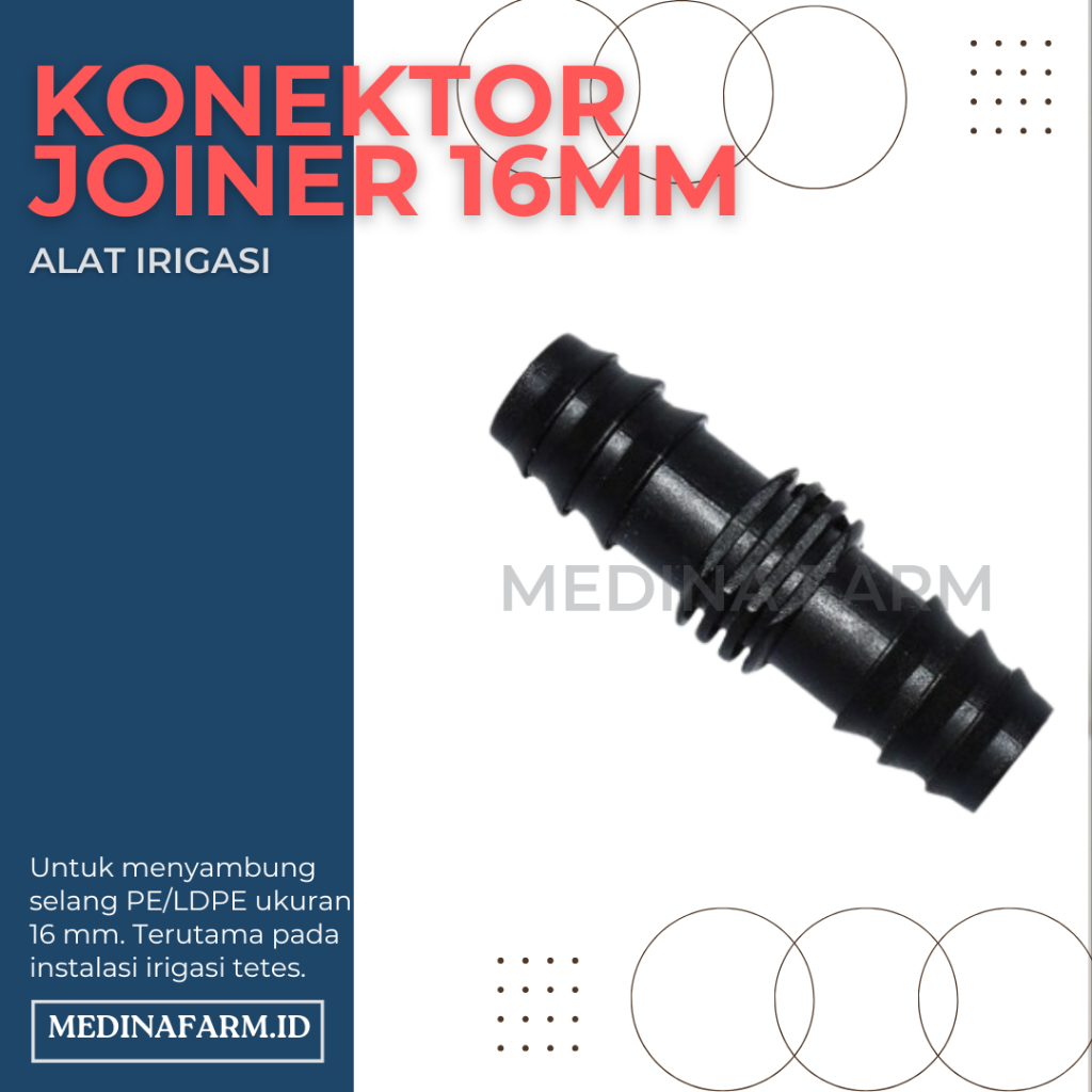 KONEKTOR JOINER SELANG DRIP IRIGASI TETES 16MM