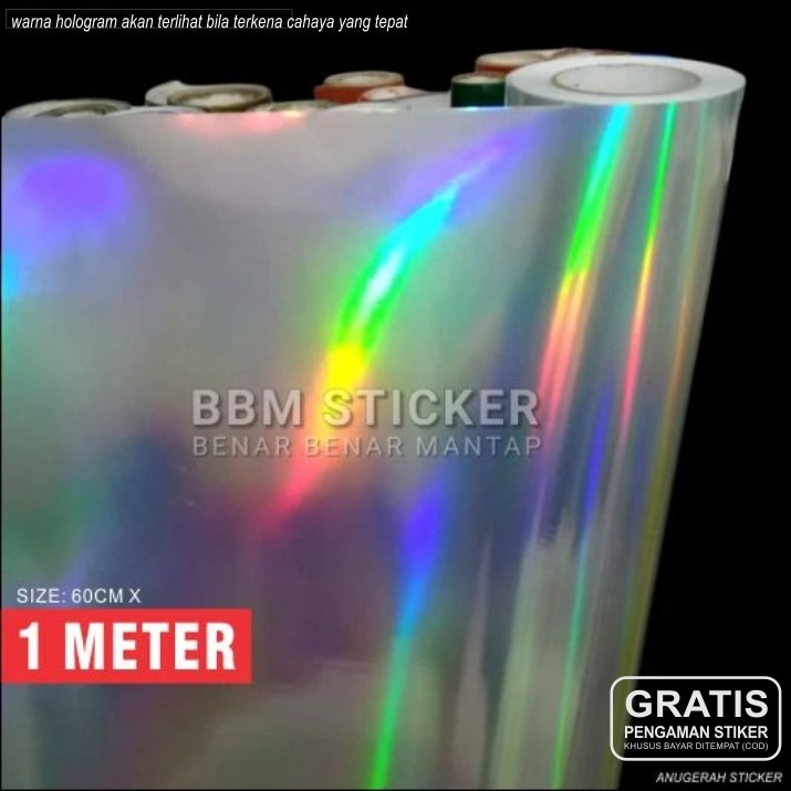 

Bahan Cetak Cutting Stiker hologram pelangi polos 60cm x 1 meter