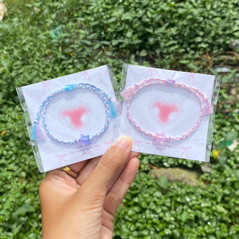 Gelang Benang Bintang Warna Pastel | Gelang Handmade | Gelang Tali Simple | Gelang Wanita | Gelang B