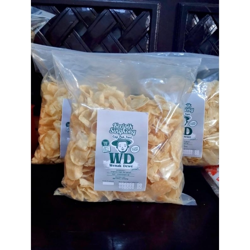 

KRIPIK SINGKONG WD cap pak tani 500g - Camilan kering pedas gurih asin - Snack, food, cemilan