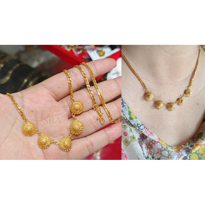 kalung matahari mini alpaka lapis emas
