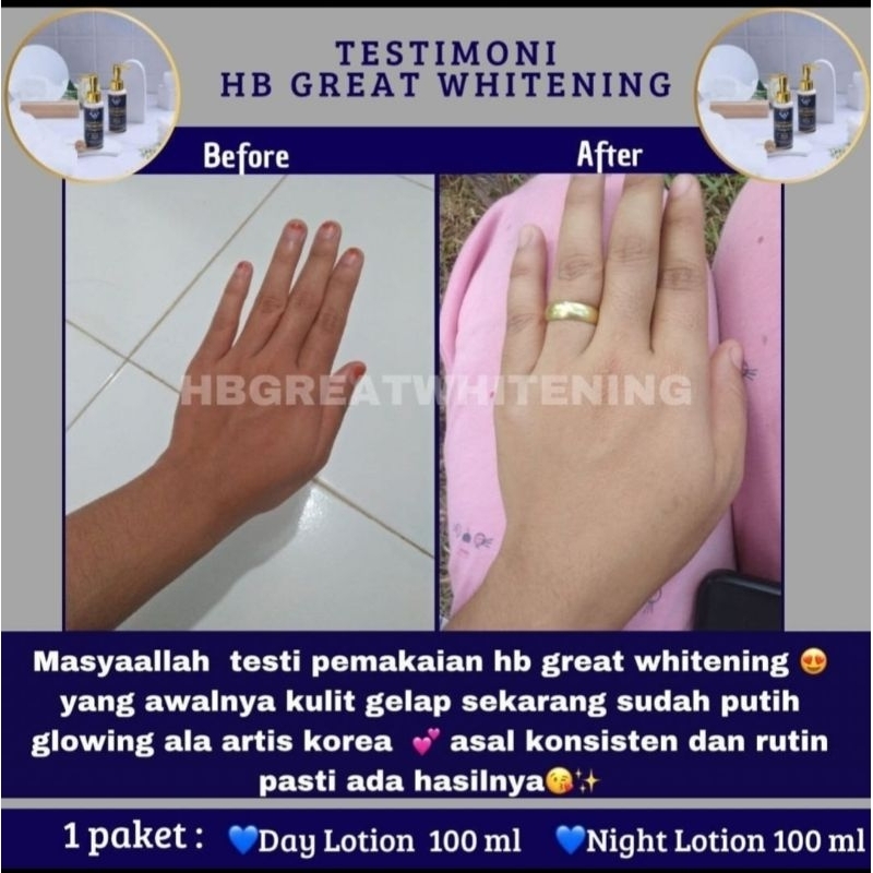 hb great whitening super ampuh memutihkan kulit badan 100 % original