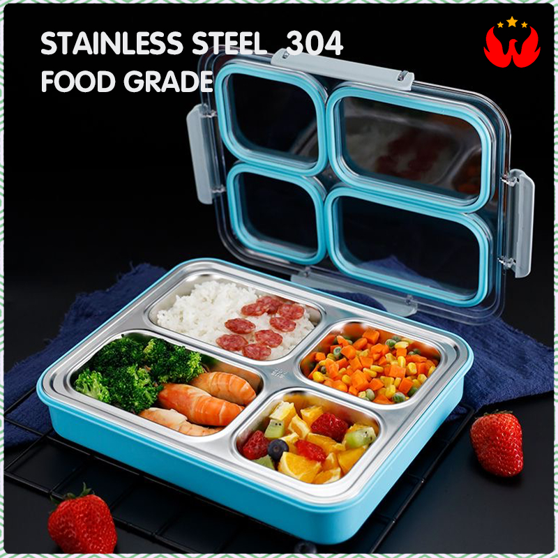 kotak bekal/kotak bekal stainless/box stainless 4 sekat/kotak makan stainless steel anti tumpah//tem