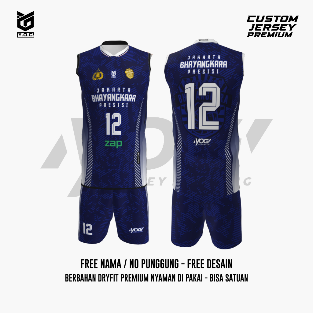 JERSEY LATIHAN BHAYANGKARA (BIRU) PROLIGA 2025 PREMIUM - PREORDER [ BISA CUSTOM NAMA & NOMOR  | BAJU