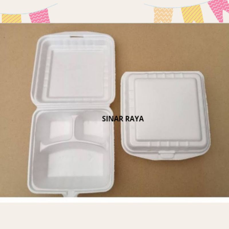 Khusu Instant / SameDay 100 pcs Foam KCS 03 Sekat / Sterofoam Makan Kotak / Sterofoam Nasi / Box Nas