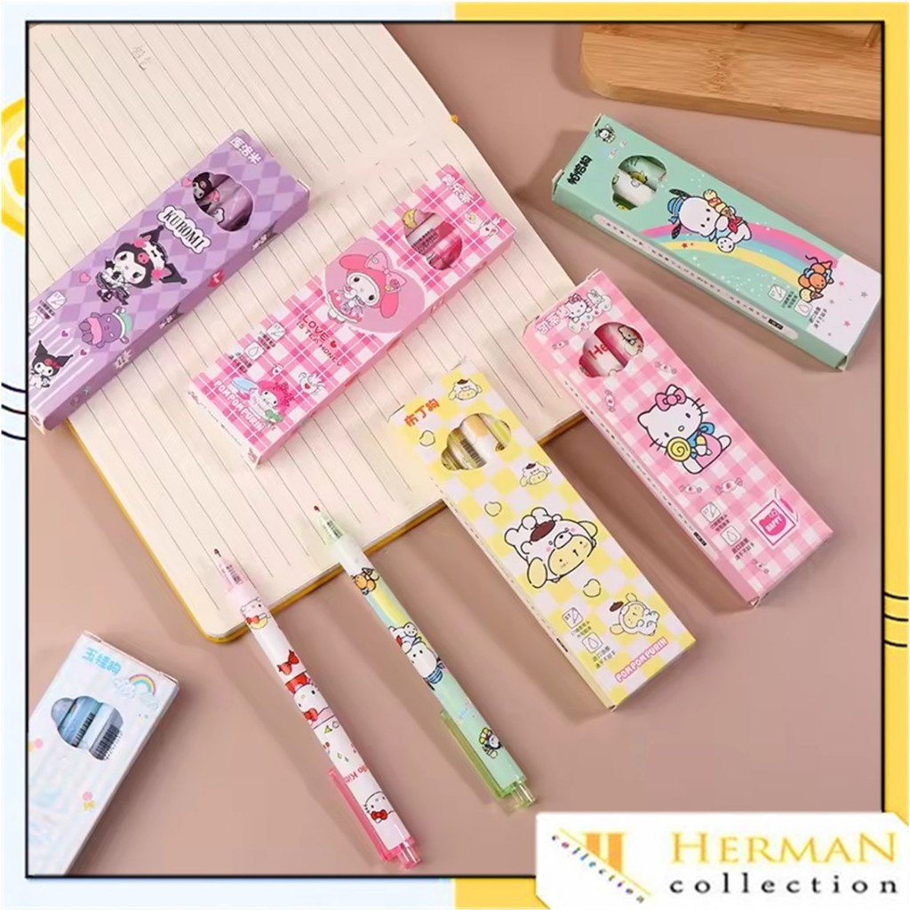 

HC Pena 4in1 Karakter Kartun Series Pulpen Mekanik 0.5mm isi 4pcs Pulpen Gel Warna Hitam Bolpoint