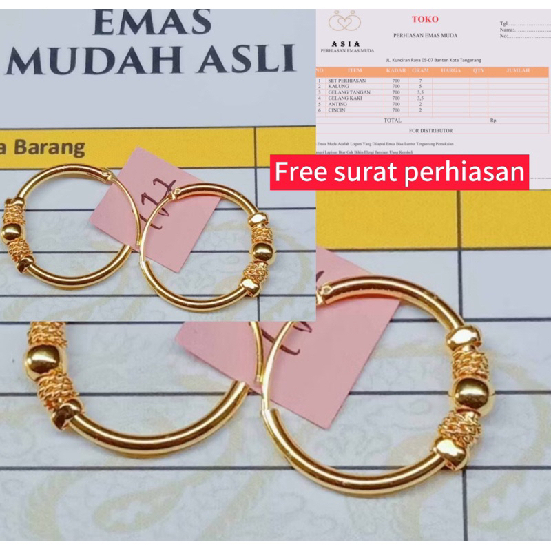anting emas asli 24karat kadar 789 ada surat