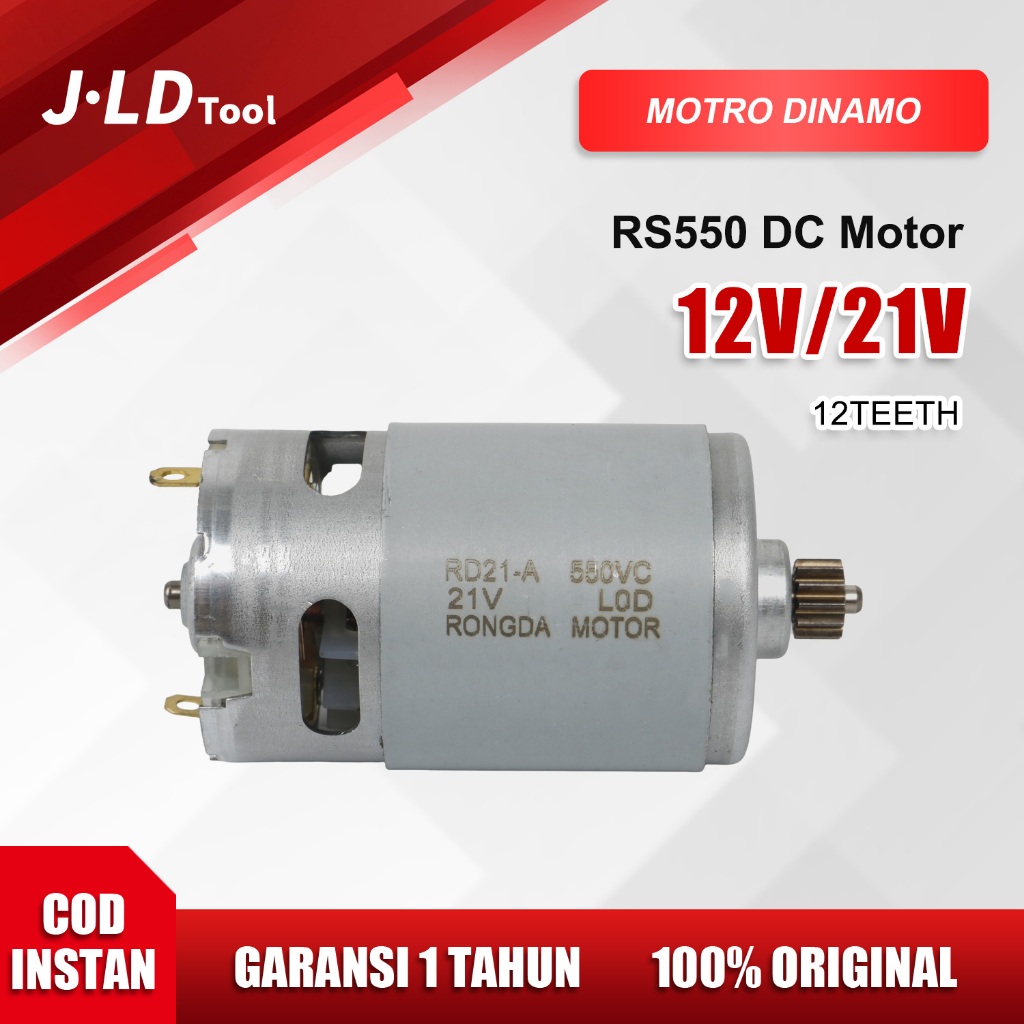 Jat JLD Motor RS550 Dinamo Motor DC 12V 21V High speed Pengganti Bor Baterai Cordless 12 tooth