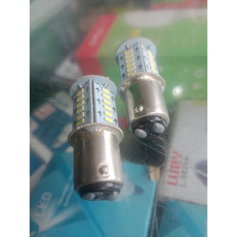 lampu LED 12 volt 30 LED dua mata putih kedip-kedip untuk motor belakang