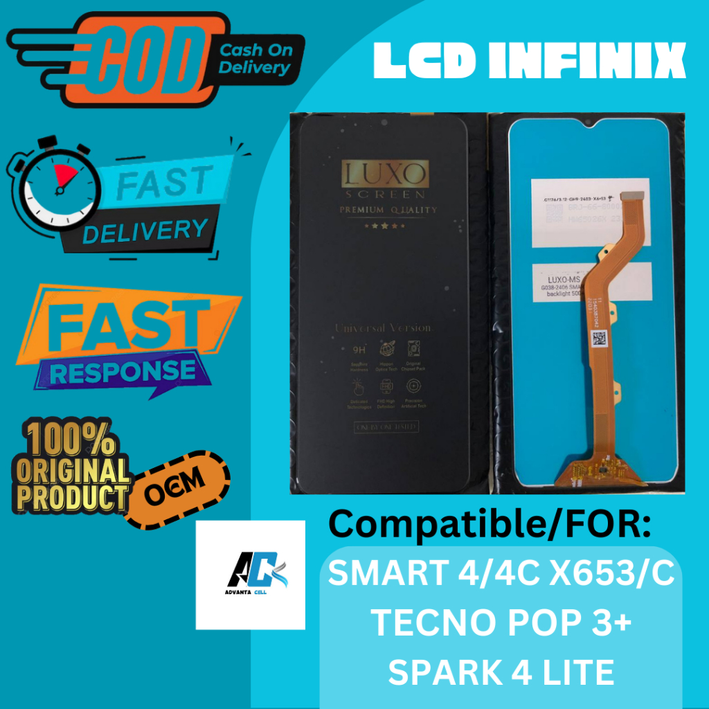 [AFFILIATE ONLY} LCD INFINIX SMART 4/4C/TECNO POP 3+/SPARK 4 LITE/X653/C FULLSET TOUCHSCREEN GROSIR