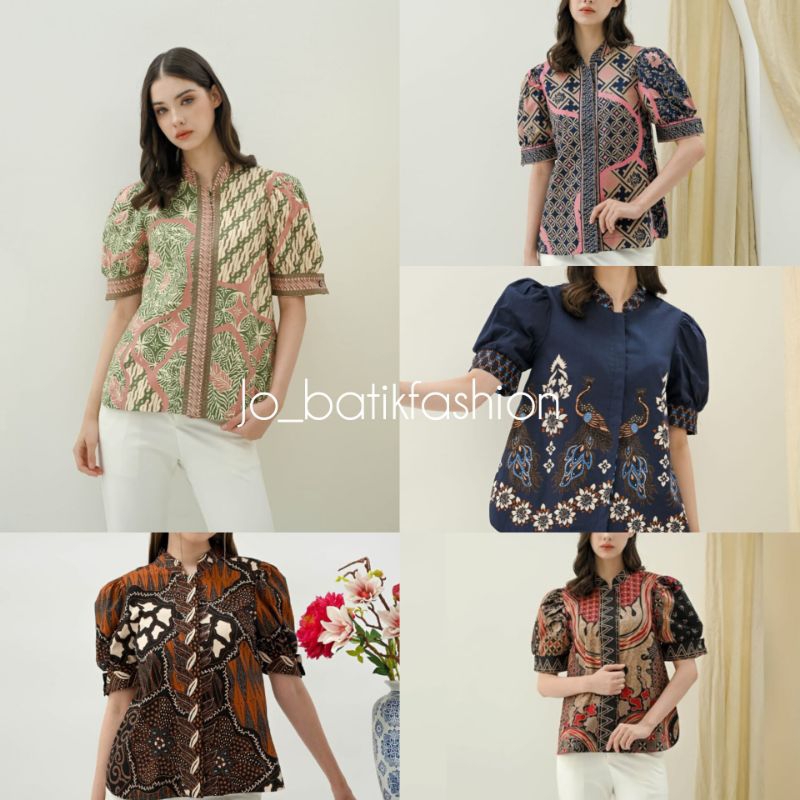 317 Atasan batik lengan balon pendek - Batik modern wanita
