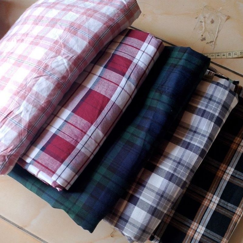 Kain katun kotak yarndyed | flanel potongan sisa garment konveksi