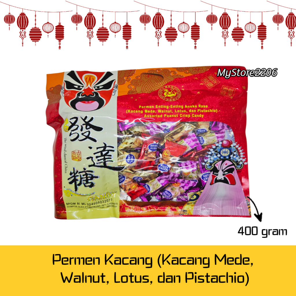 

Permen Kacang Enting-Enting (Enting) Aneka Rasa 400gr (Kacang Mede, Walnut, Lotus, Pistachio)