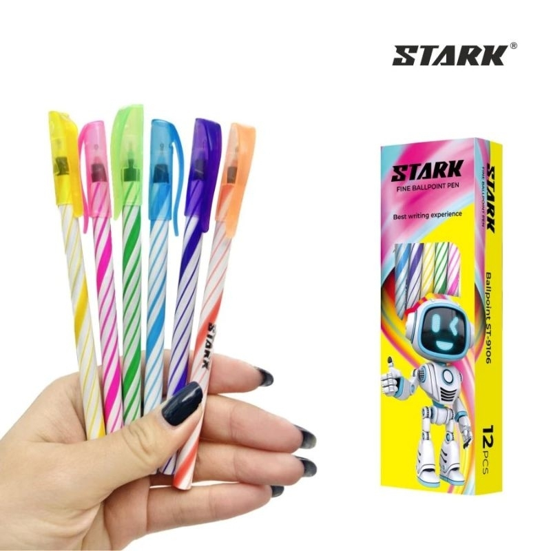 

(12pcs) PULPEN ULIR / PEN LILIN STARK 1 PAK / BOLPOIN HITAM MURAH