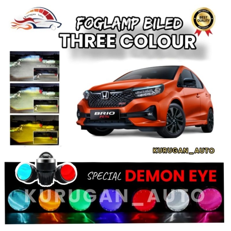 Foglamp Biled 3 warna Demon Devil Honda BRIO NEW lampu led variasi mobil kuning super terang