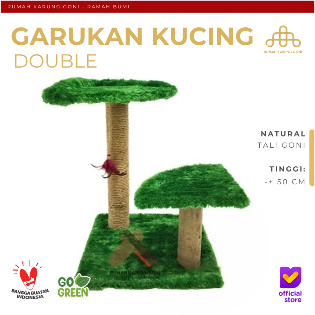 Garukan Kucing Double - Mainan Kucing Tali Goni - Cat Condo - Cat Scratcher - Mainan Kucing