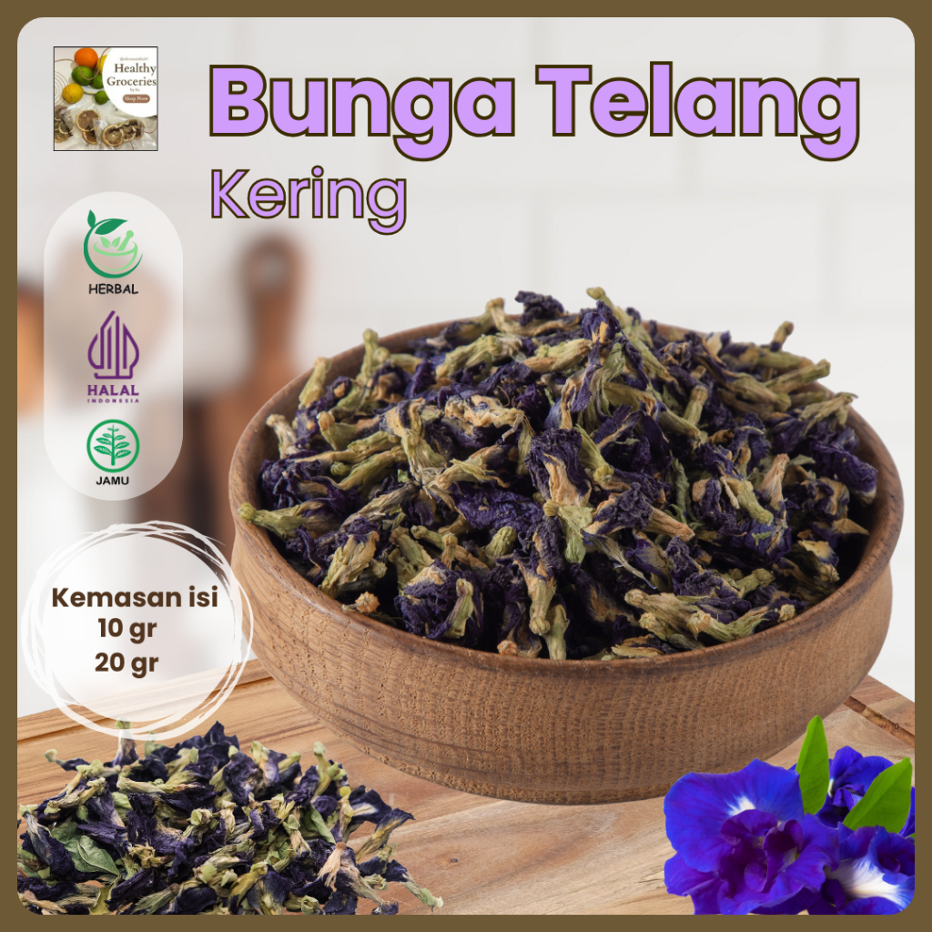 

Bunga Telang Kering 10gr 20gr / Teh Telang Kering Tinggal Seduh / Butterfly Pea Tea Organik