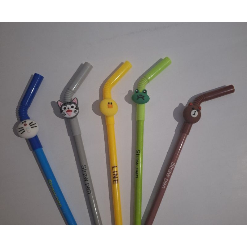 

Pulpen Tinta Straw Kartun Lucu Imut Colourful