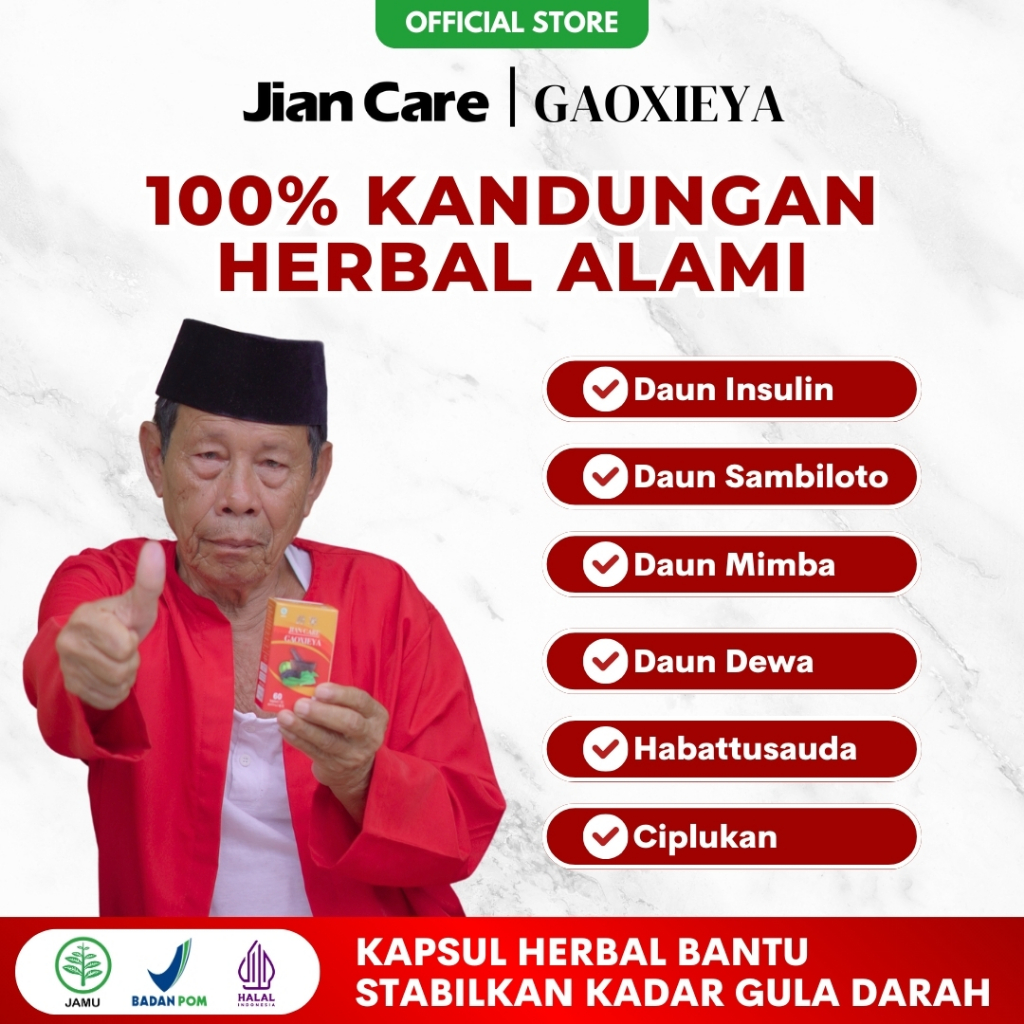 Jian Care Gaoxieya - Obat herbal diabetes herbal alami, kencing manis Halal & BPOM