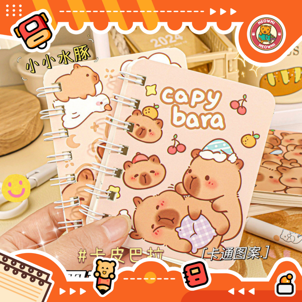

Buku Tulis Kecil Memo Mini Karakter Capybara Lucu Notebook mini 7 ring MB0097
