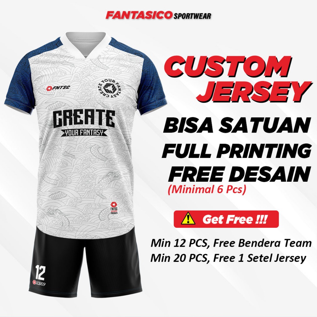 Fantasico Jersey Printing Baju Kaos Dmnt Setelan Jersey Jersy Futsal Bola Volley Voli Murah Nfl Polo