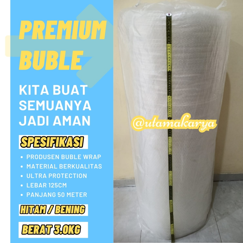 

BUBLE WRAP KUALITAS SUPER PREMIUM 125 CM x 50 METER TERMURAH PACKING BUBLE PLASTIK GELEMBUNG