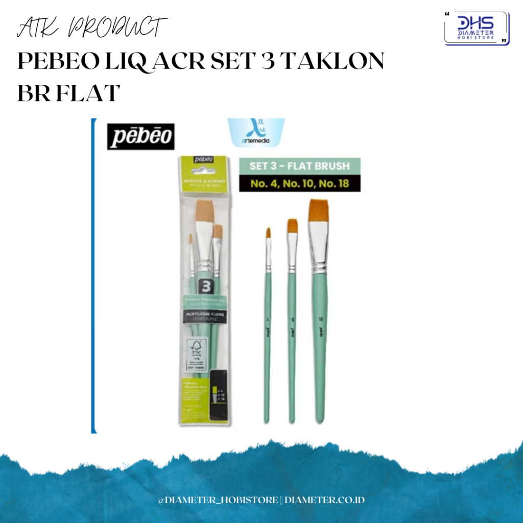 

Pebeo liq Acr set 3 Golden Taklon brush Flat