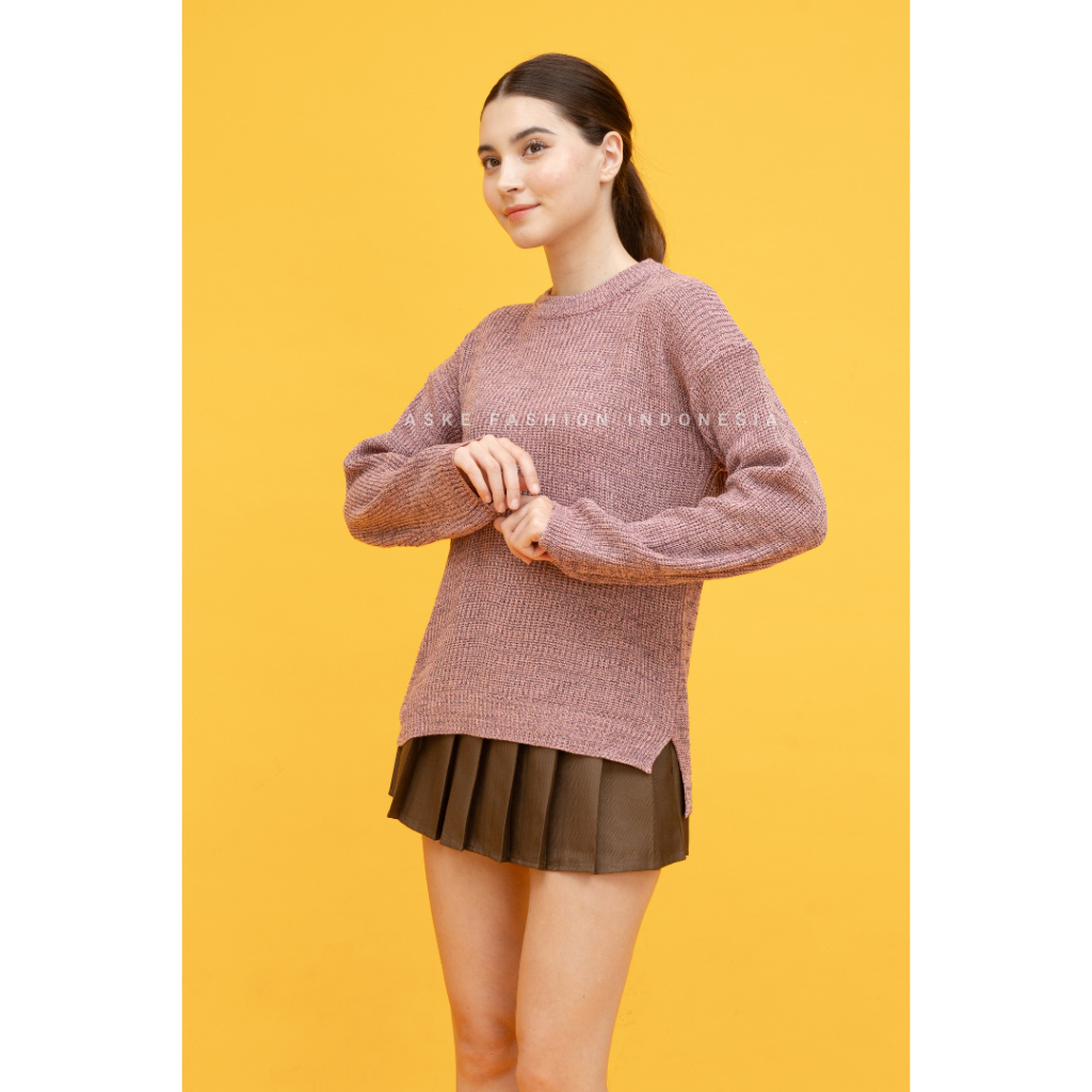 GISELLE SWEATER TOP KOREA - OVERSIZE LONGSLEEVE PREMIUM - SWEATER SOFT KNIT BASIC KOREA - ATASAN TAN