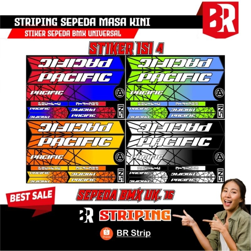 (COD) ISI 4 STIKER TERBARU stiker striping sepeda BMX polygon pacific phoenix trex BMX 16 mngkilap