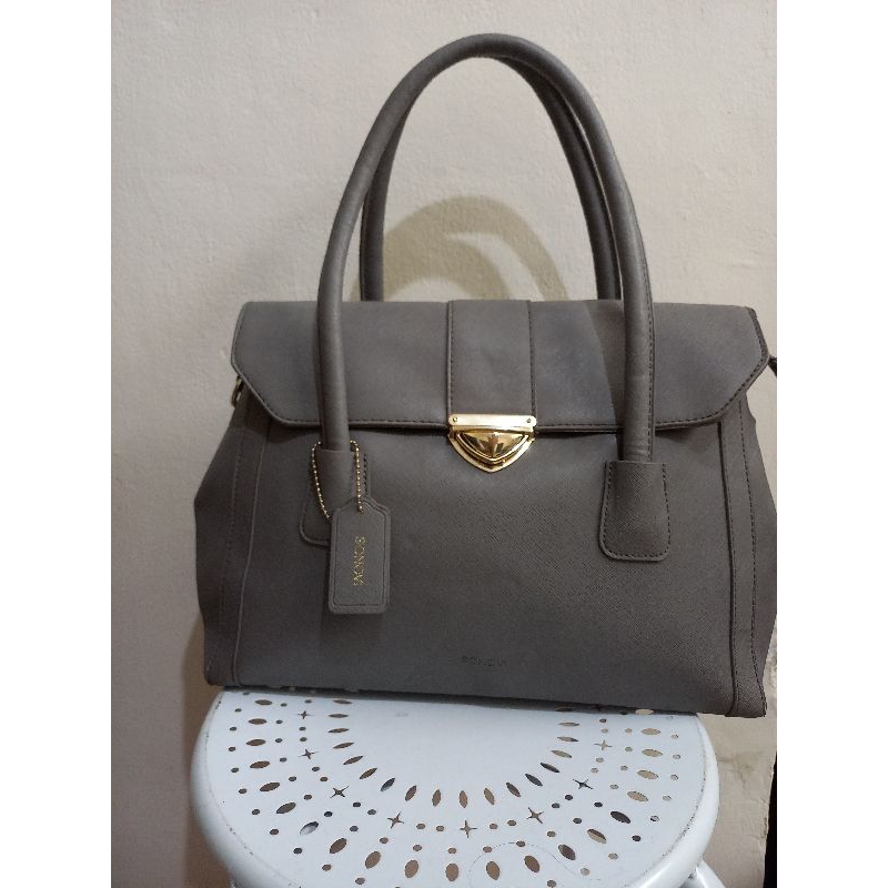 handbag,tote dan sling Sonovi warna abu lengkap tag, bag charm