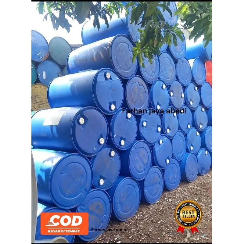 Drum plastik HDPE 200 liter Tong Air Tempat sampah Biru bersih dan tebal Poligen biru tutup kecil
