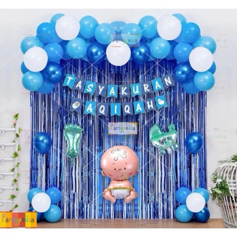 Paket Dekorasi Aqiqah Anak Cowok/Laki Laki Balon